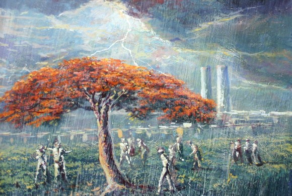 Aguacero, 23×27″